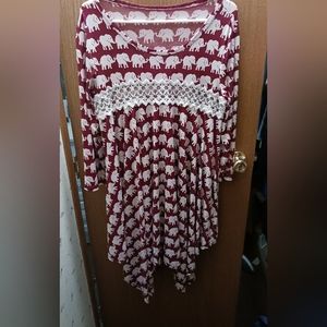 Elephant Dress XL Maroon